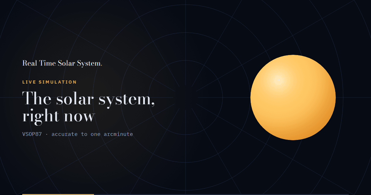 Real Time Solar System — where the planets are right now